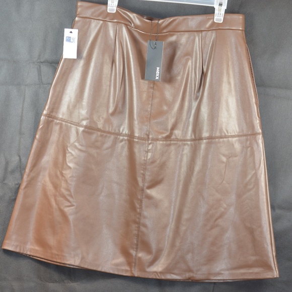 Brown Faux Leather Skirt SZ L Mexx NWT - Picture 1 of 5